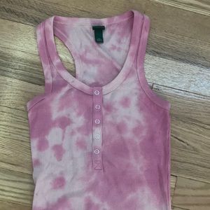 Pink tie dye top button up